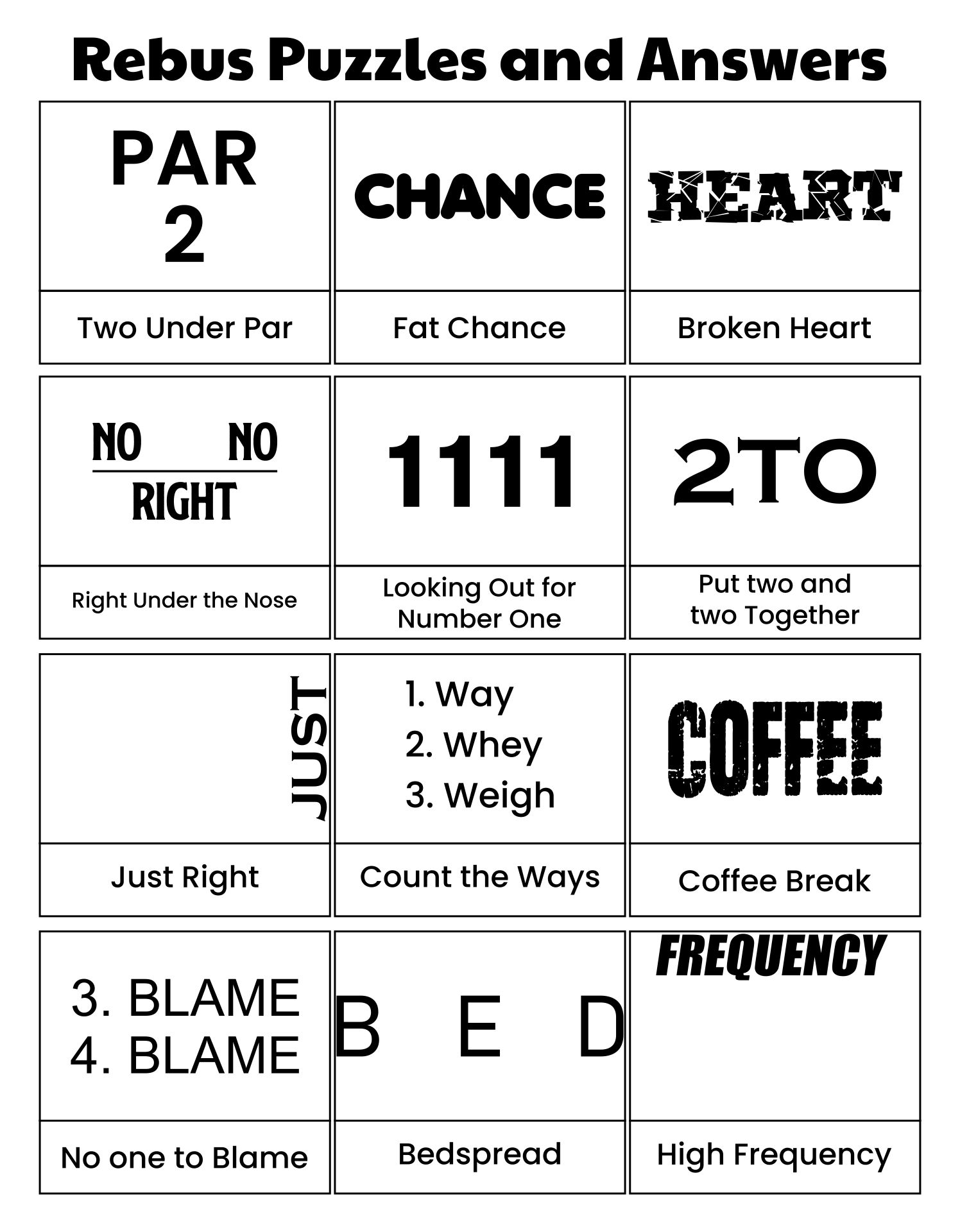 Rebus Puzzle Brain Teasers 13 Free PDF Printables Printablee