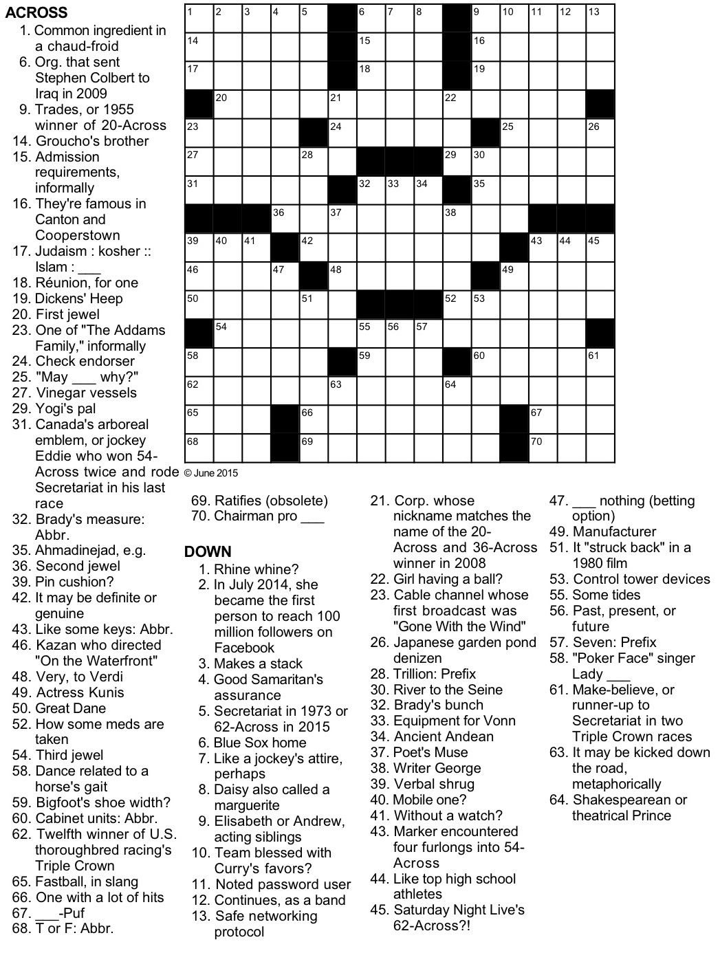 Rex Sports Crossword Puzzle