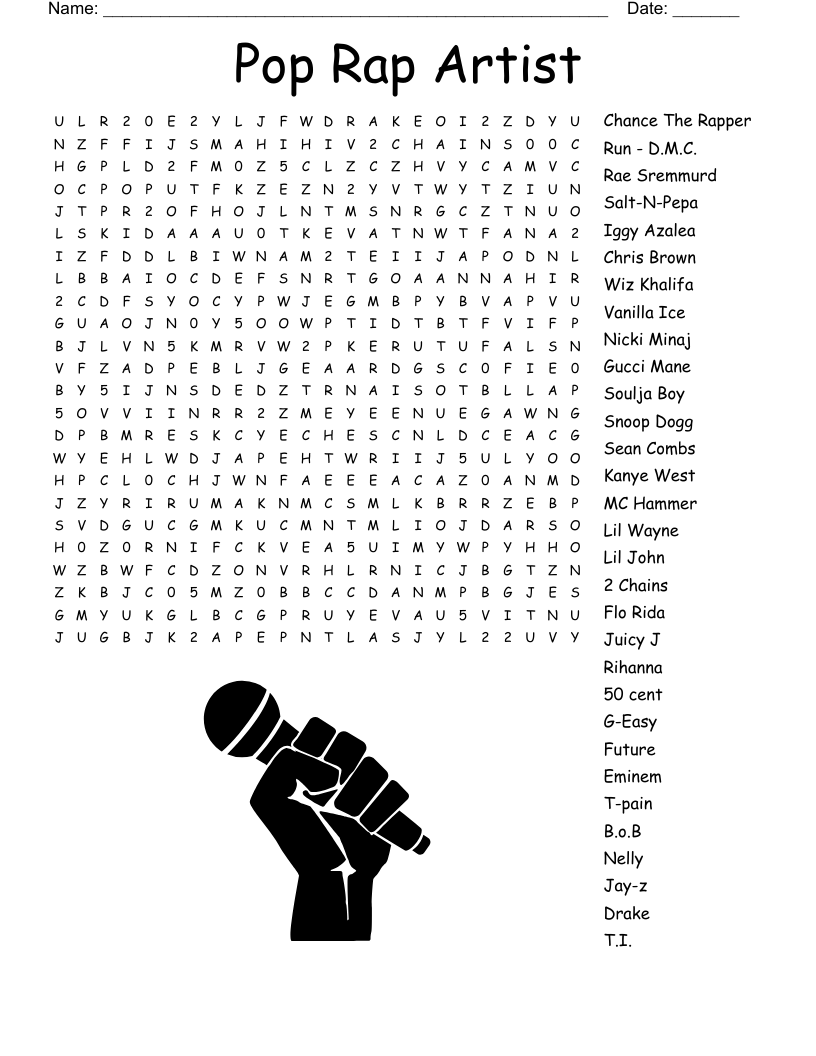 Rock Pop And Rap Crossword WordMint
