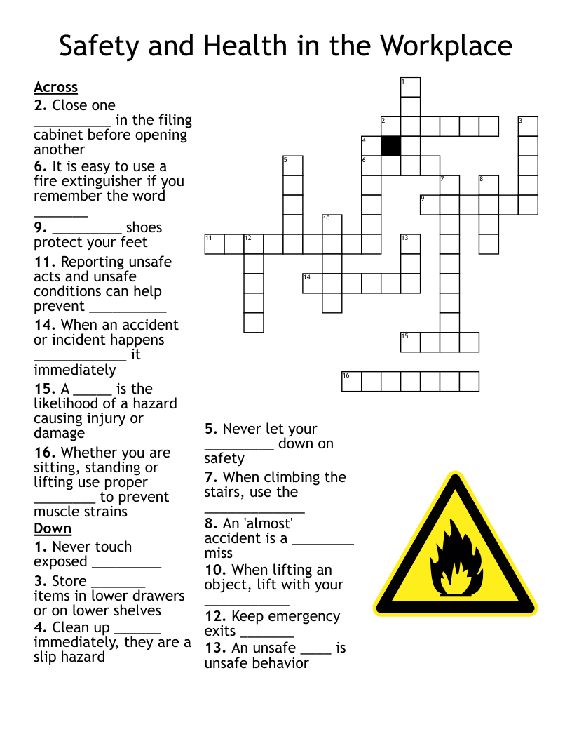Safety Crossword WordMint