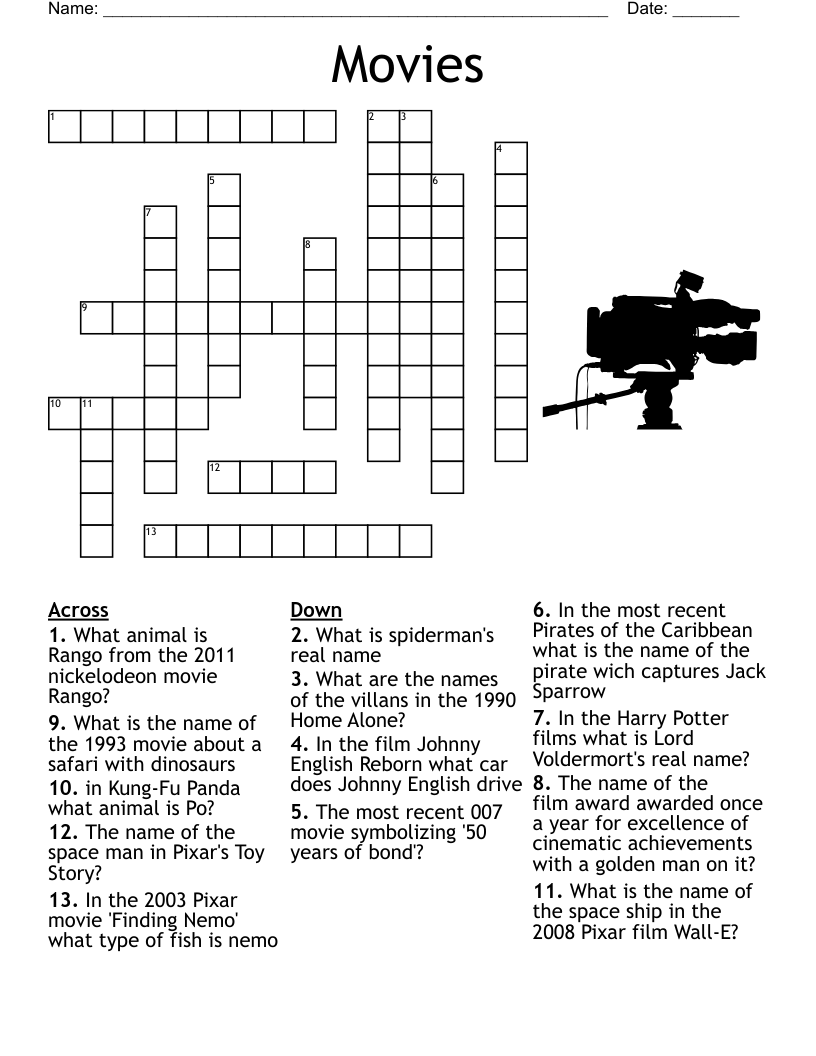 Scary Movies Crossword WordMint