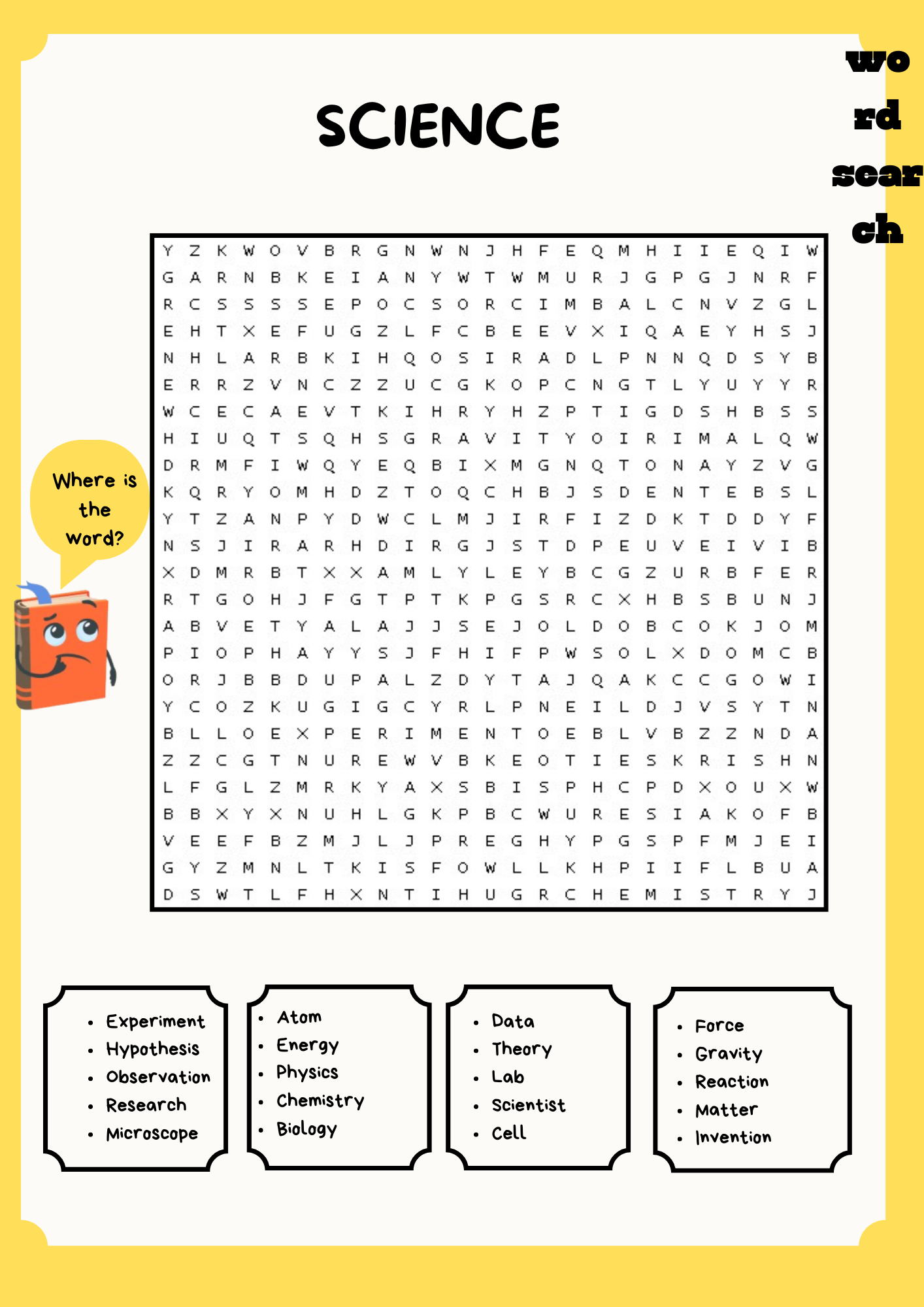 SCIENCE WORD SEARCH PUZZLE WORKSHEET ACTIVITY Made By Teachers