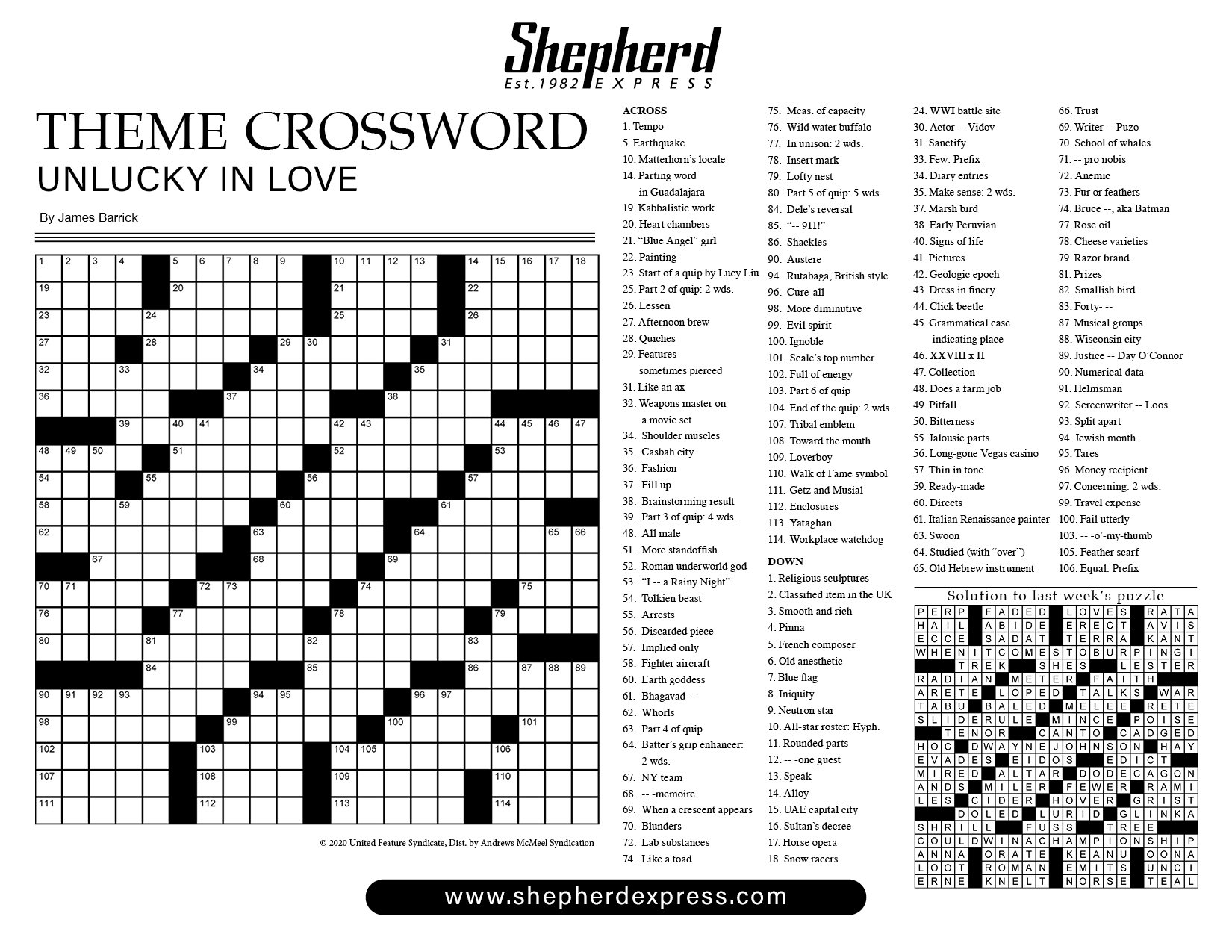 Shepherd Express Crossword June 26 2025 Shepherd Express