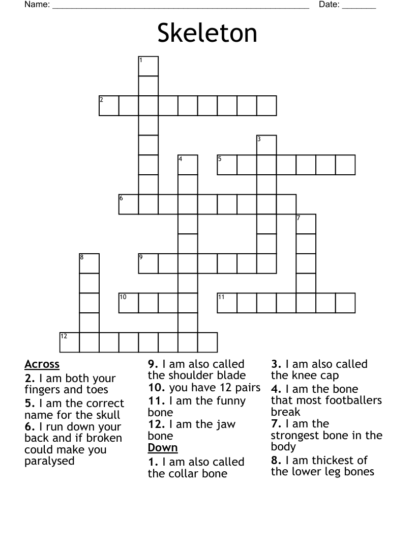 Skeleton Crossword WordMint