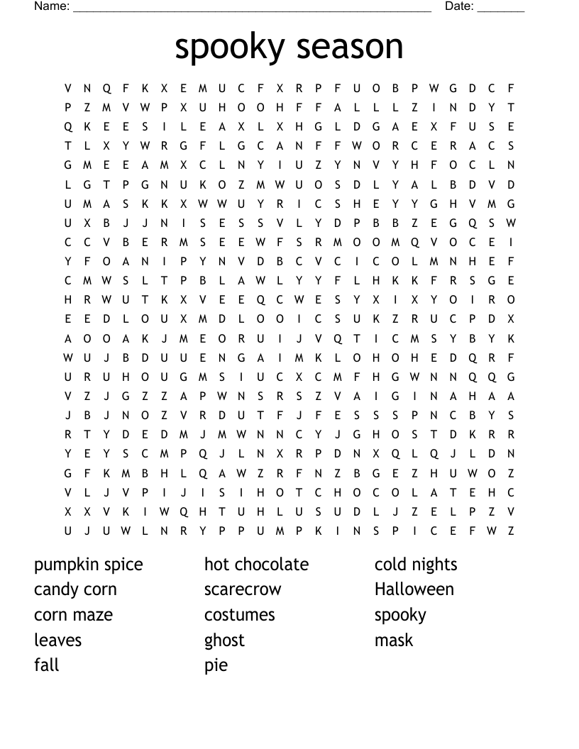 Spooky Season Word Search WordMint
