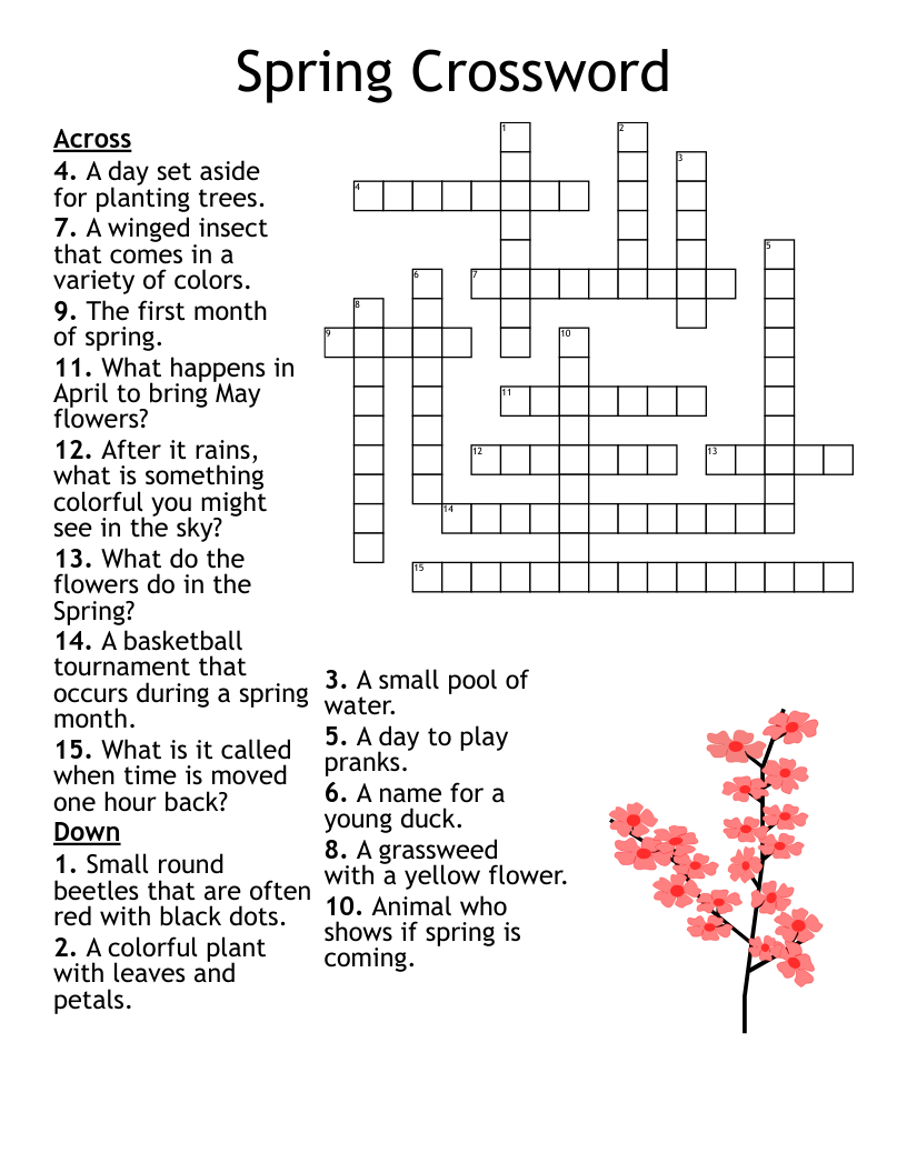Spring Crossword WordMint Spring Crossword WordMint