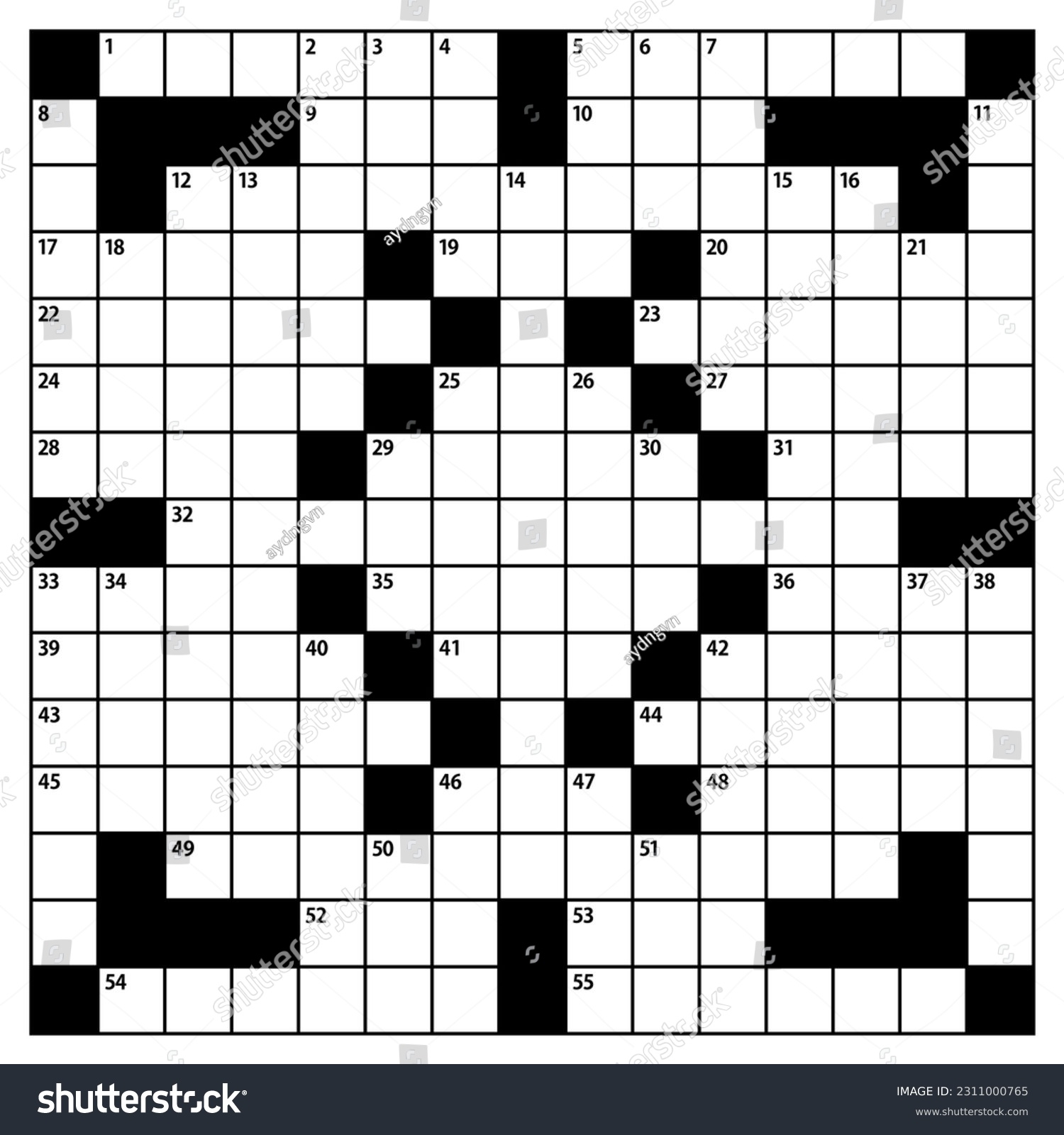 Square Crossword Puzzle Vector Graphic American style Stock Vector Royalty Free 2311000765 Shutterstock