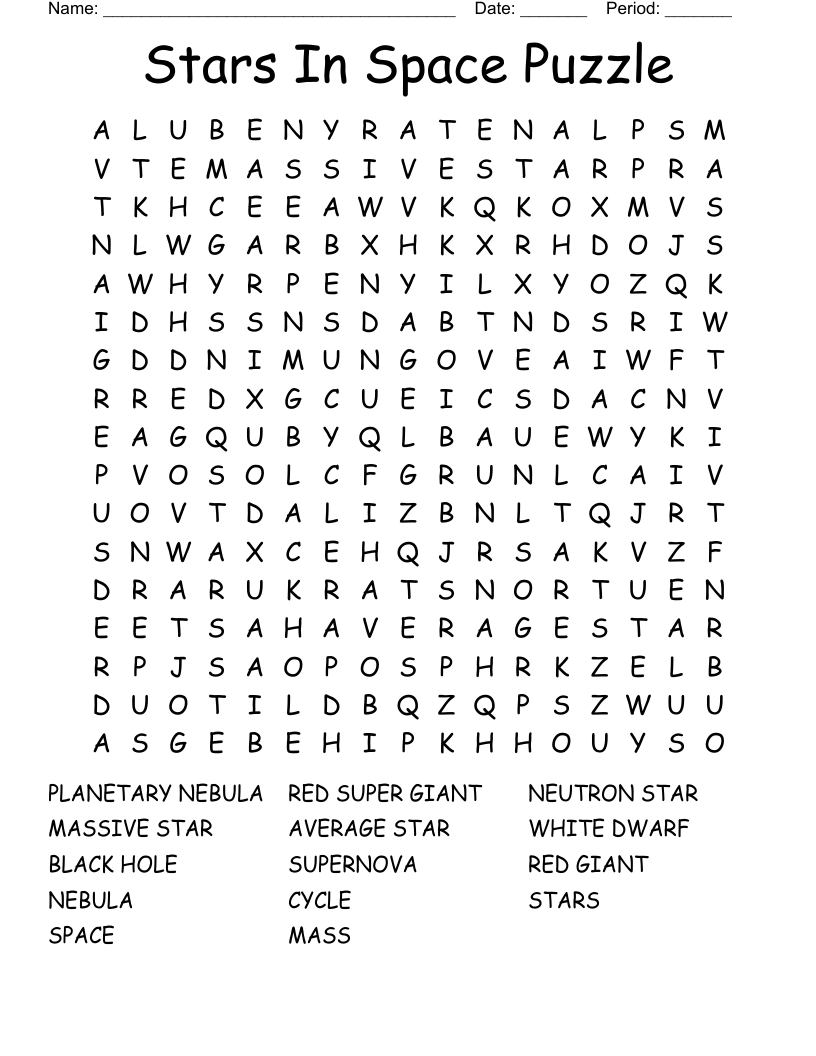 Star Crossword Puzzle WordMint