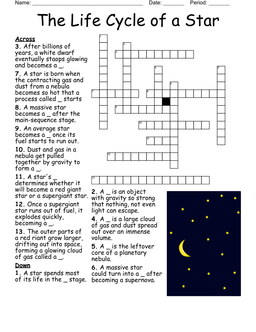 Star Crossword Puzzle WordMint
