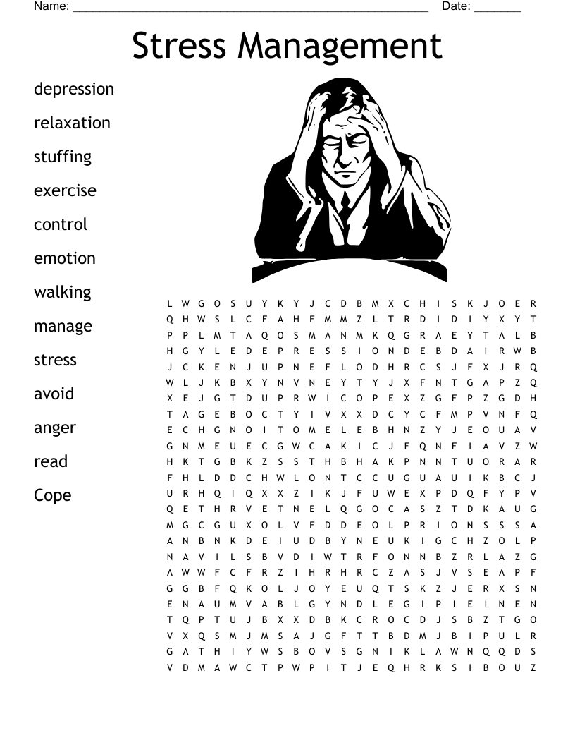 Stress Management Word Search WordMint