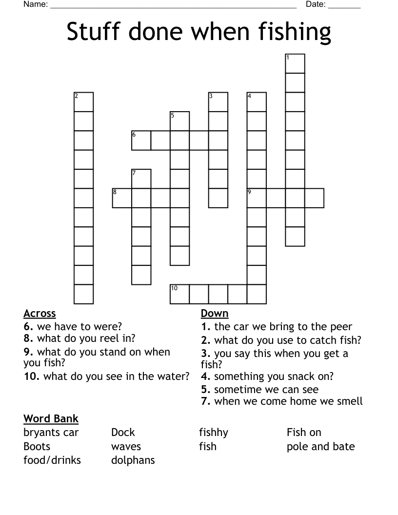 Stuff Done When Fishing Crossword WordMint