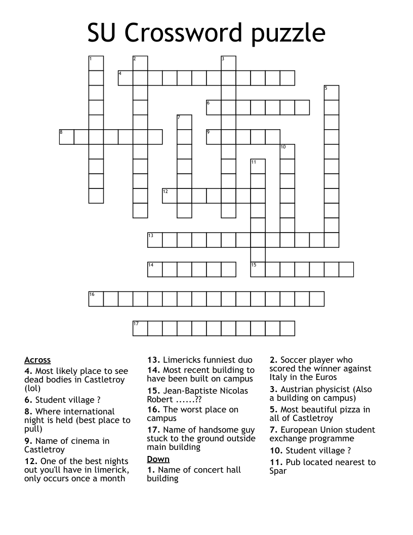 SU Crossword Puzzle WordMint