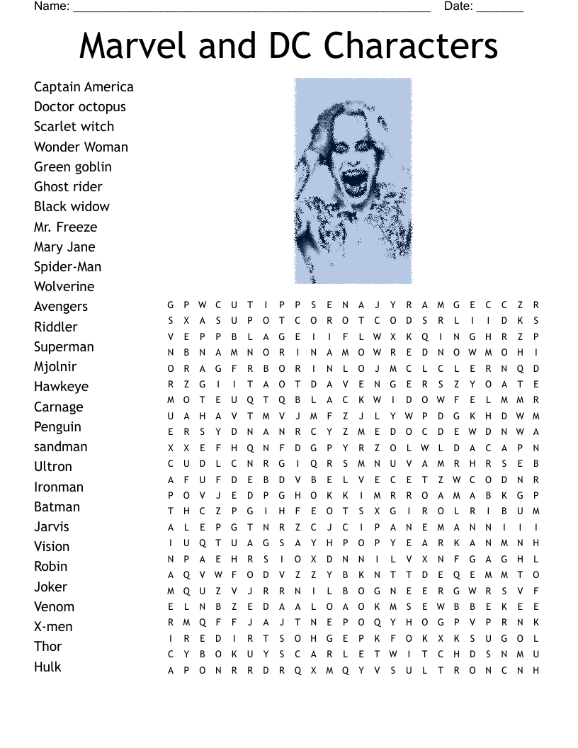 Superheroes Word Search WordMint