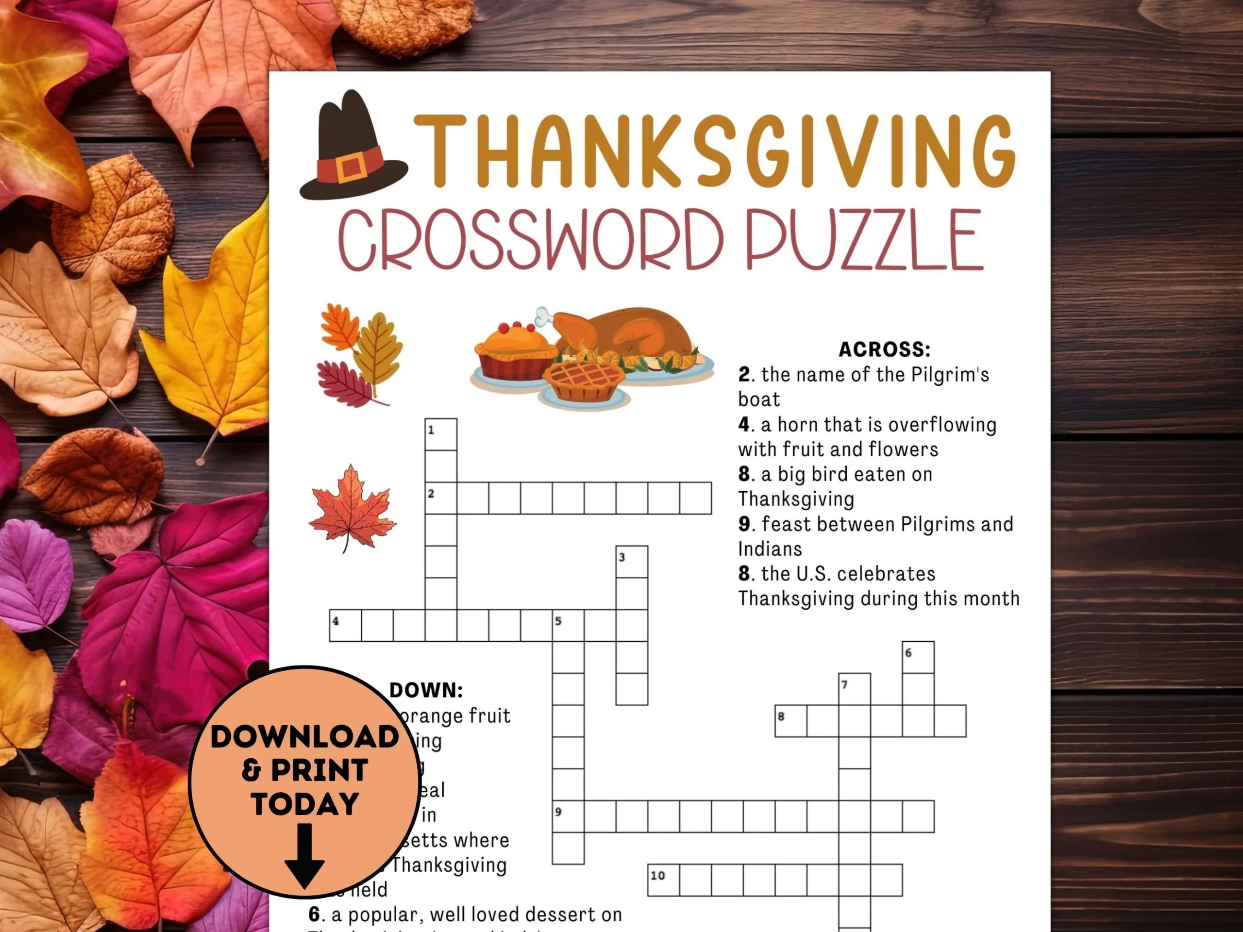 Thanksgiving Crossword Puzzle Thanksgiving Kids Table Games Thanksgiving Printable Games Party Games Friendsgiving Room Party Etsy Canada