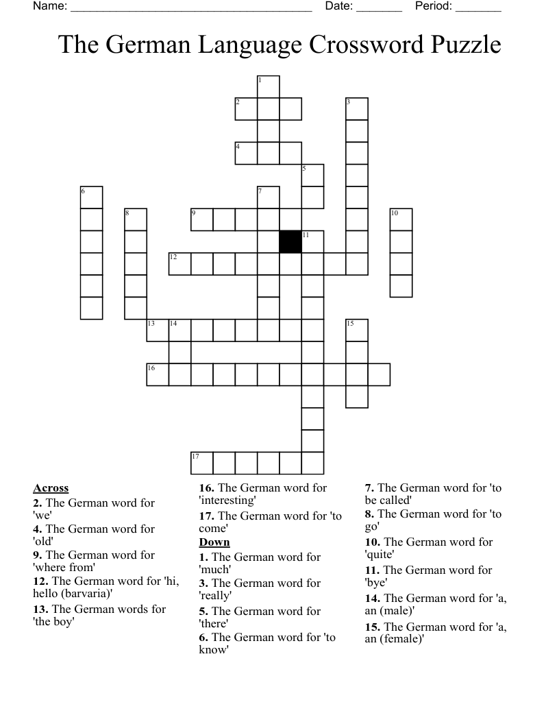 The German Language Crossword Puzzle WordMint