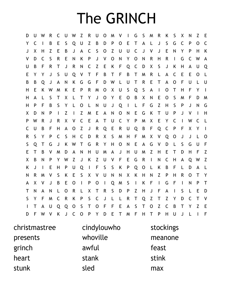The GRINCH Word Search WordMint
