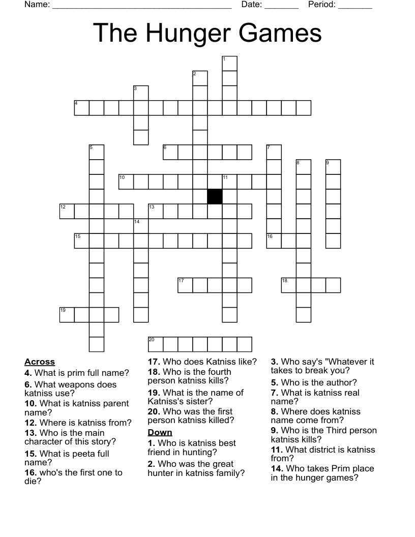 The Hunger Games Crossword WordMint
