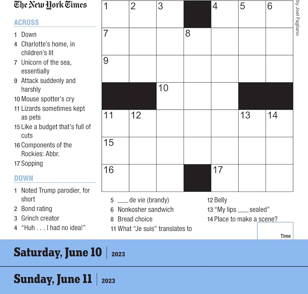 The New York Times Mini Crossword Page A Day Calendar For 2023 For Crossword Beginners And Puzzle Pros Workman Calendars Fagliano Joel 9781523516735 Amazon Books