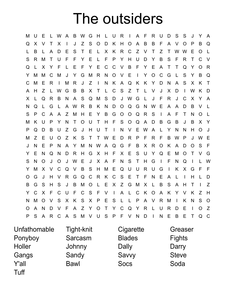 The Outsiders Crossword WordMint