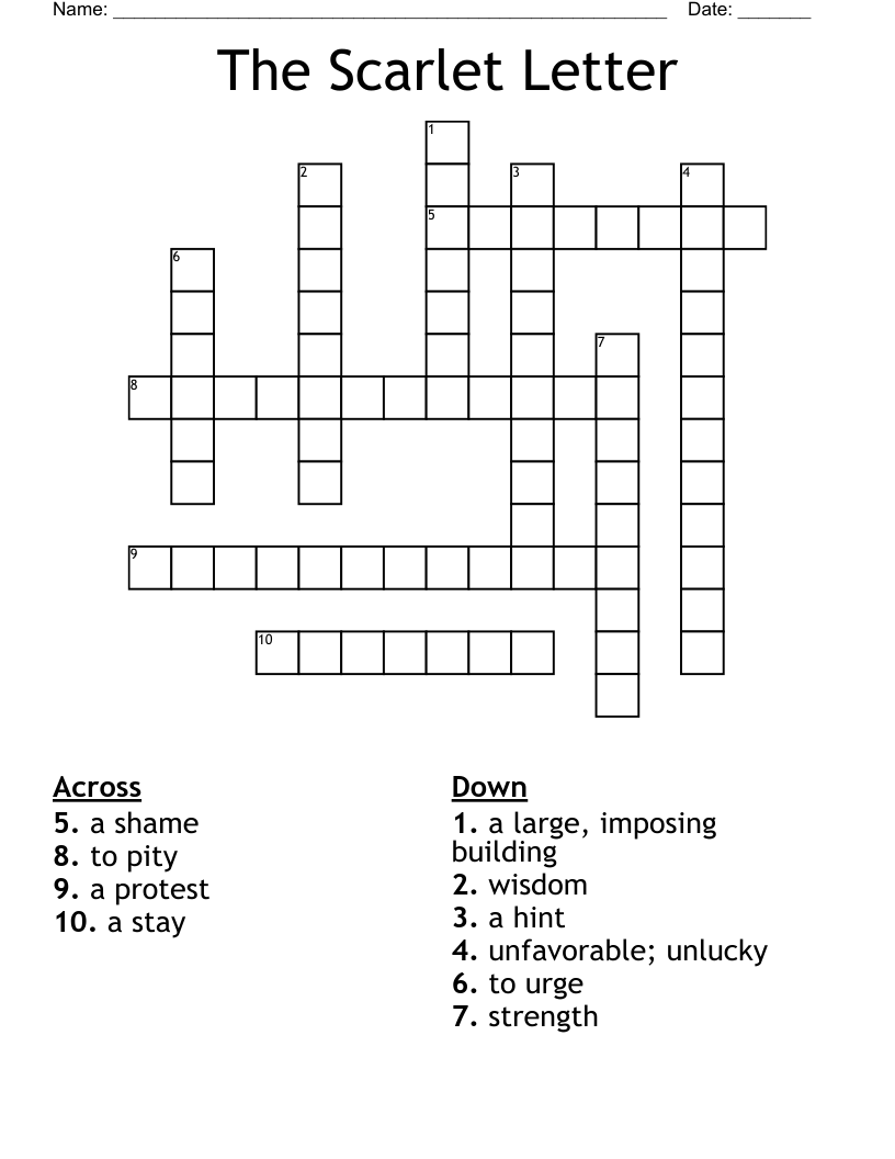 The Scarlet Letter Crossword WordMint
