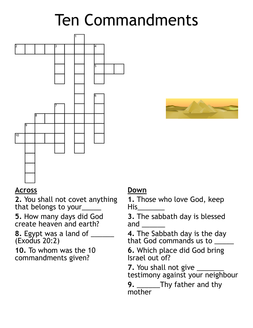The Ten Commandments Crossword WordMint