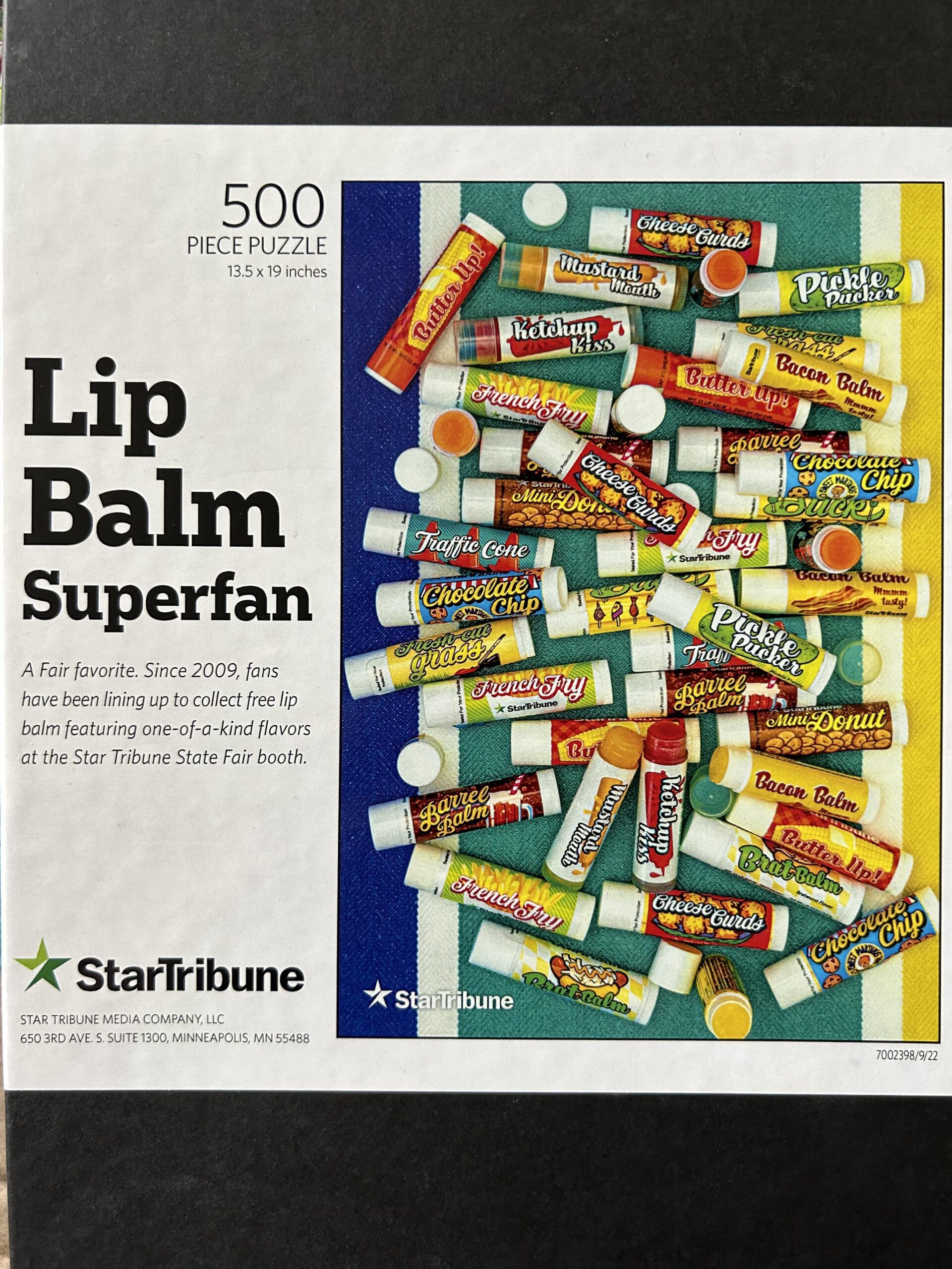 This Oddly Specific Puzzle Minnesota State Fair Lip Balms Collected From The Star Tribune Booth 500 Pieces Thrifted R Jigsawpuzzles