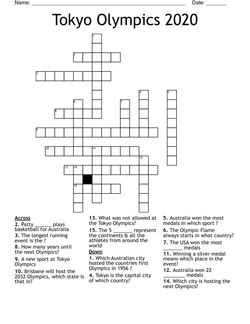 Tokyo Olympics 2020 Crossword WordMint