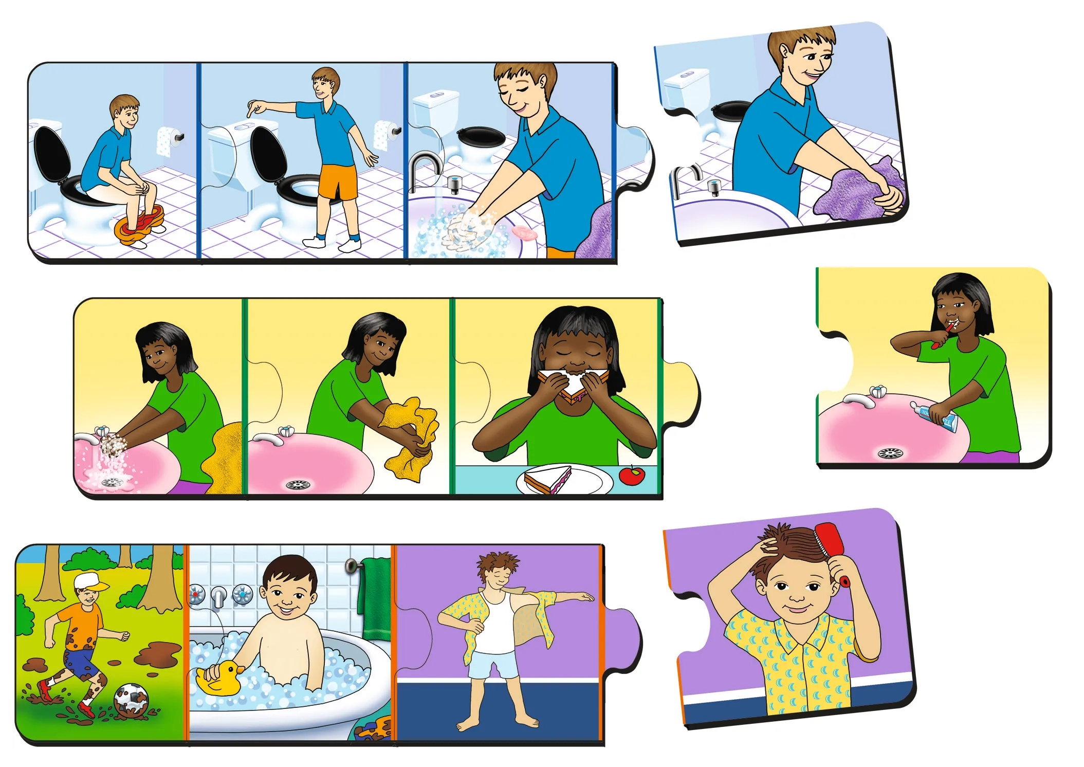 Tuzzles Hygiene Sequence Puzzle Tray Set Of 3