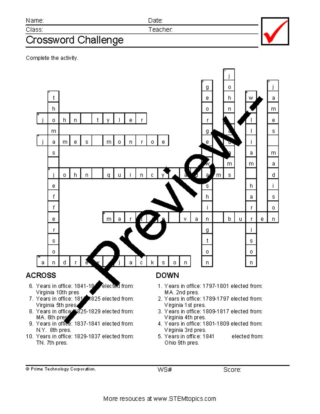 U S Presidents Worksheets 46 Pages Etsy