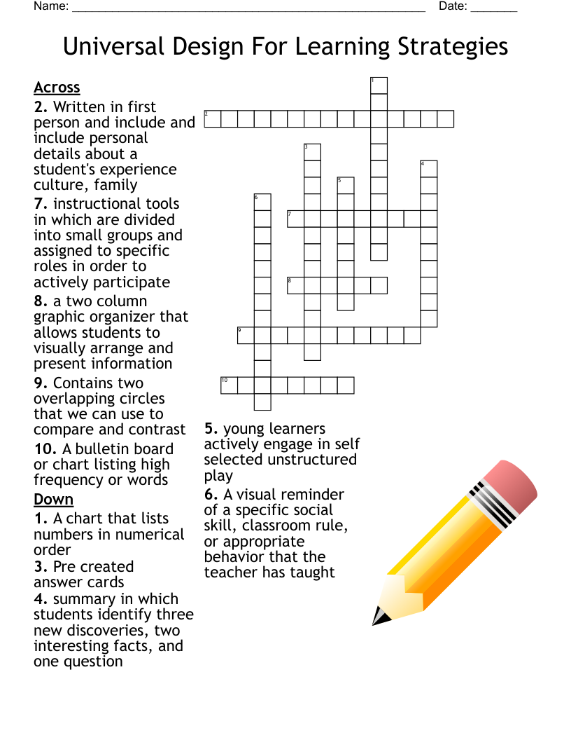 Universal Design For Learning Strategies Crossword WordMint Universal Design For Learning Strategies Crossword WordMint