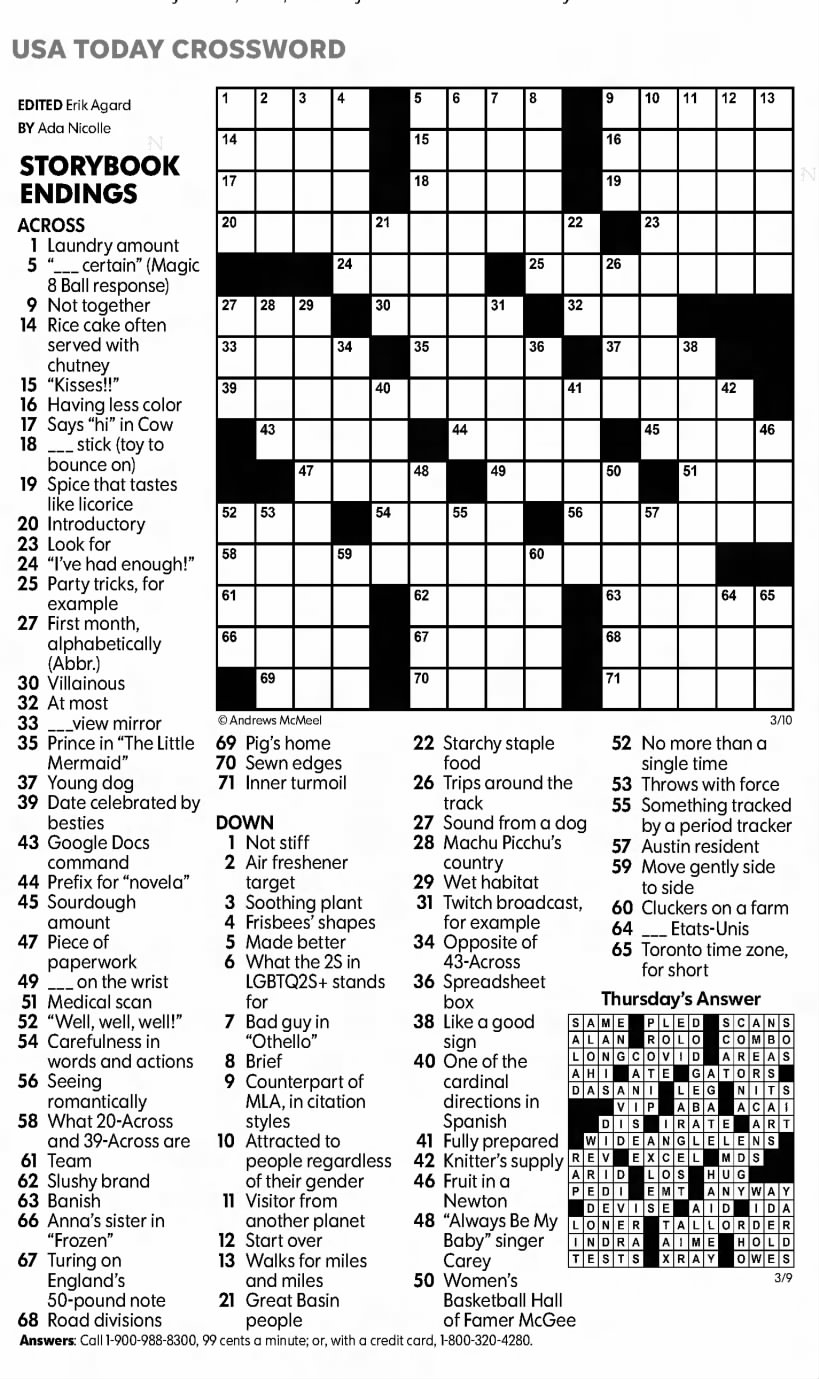 USA Today Crossword March 10 2023 Newspapers 