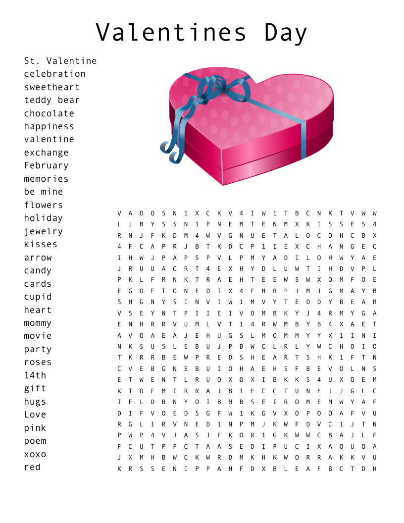 Valentines Day Word Search WordMint