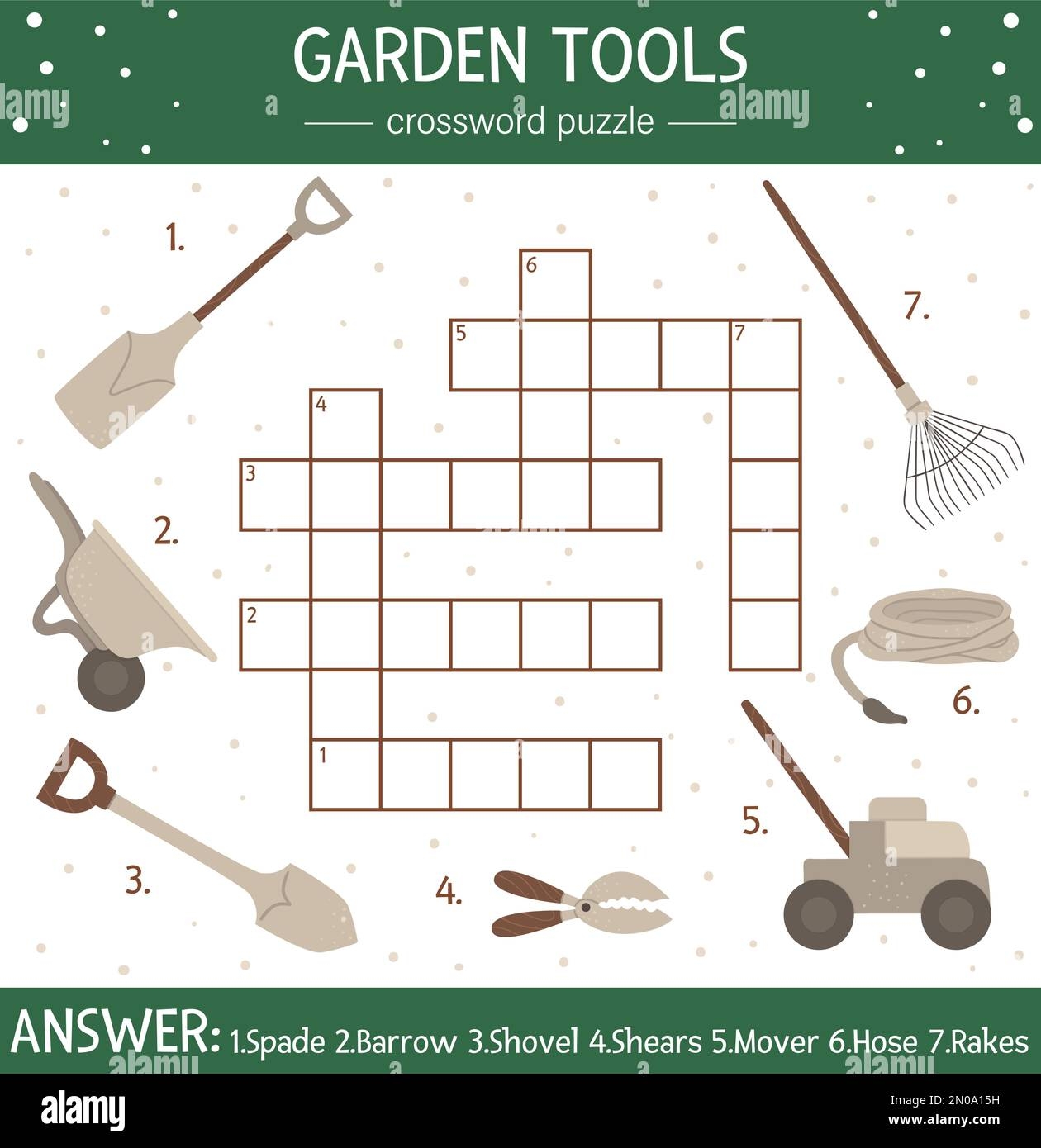 Vector Spring Garden Crossword Puzzle Bright And Colorful Spring Quiz For Children Educational Holiday Activity With Gardening Tools Stock Vector Image Art Alamy