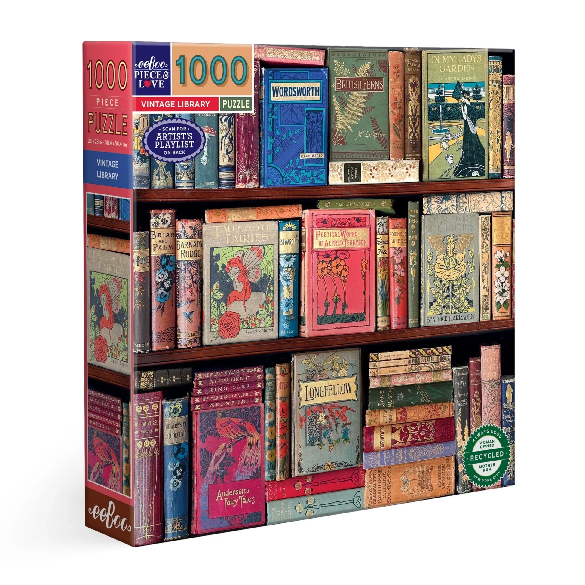 Vintage Library Books 1000 Piece Jigsaw Puzzle By EeBoo Unique Fun Gifts