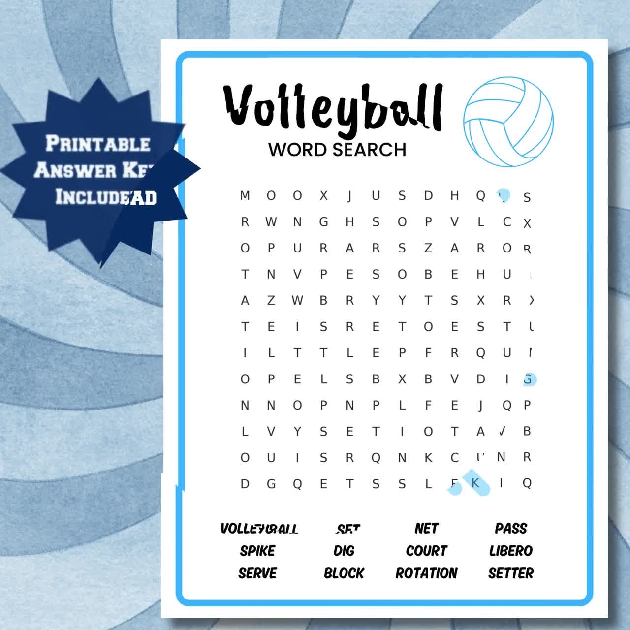 Volleyball Word Search Game Volleyball Word Find Game Printable Word Puzzle Volleyball Team Game Volleyball Activities Instant Download Etsy