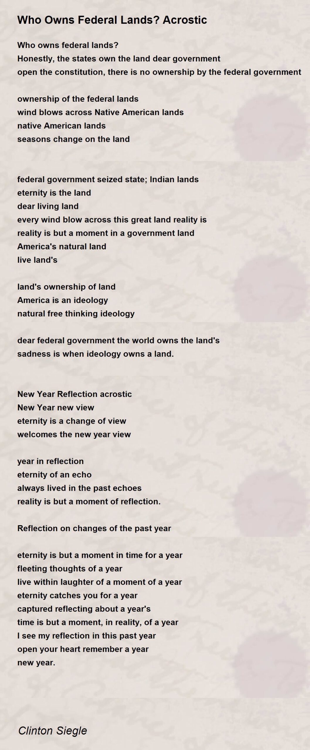 Who Owns Federal Lands Acrostic Who Owns Federal Lands Acrostic Poem By Clinton Siegle