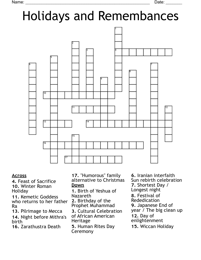 Winter Festivals Word Search WordMint