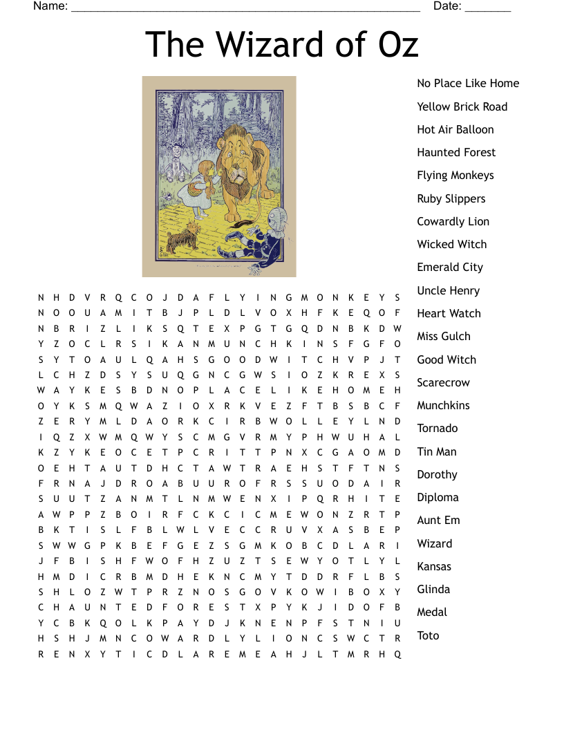 Wizard Of Oz Crossword WordMint