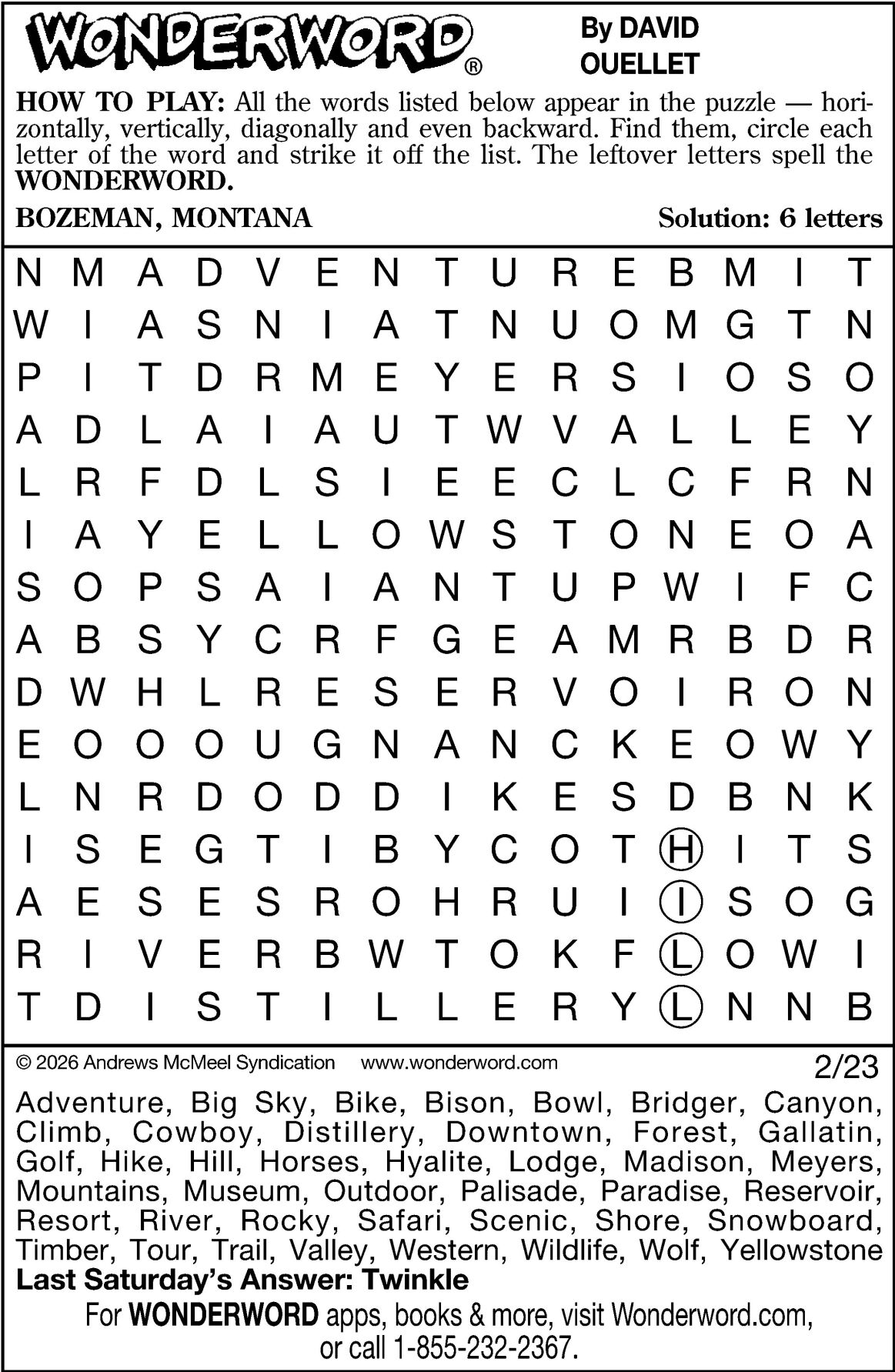 Wonderword Puzzles For Week Of Feb 22 2026 Multimedia Dcourier