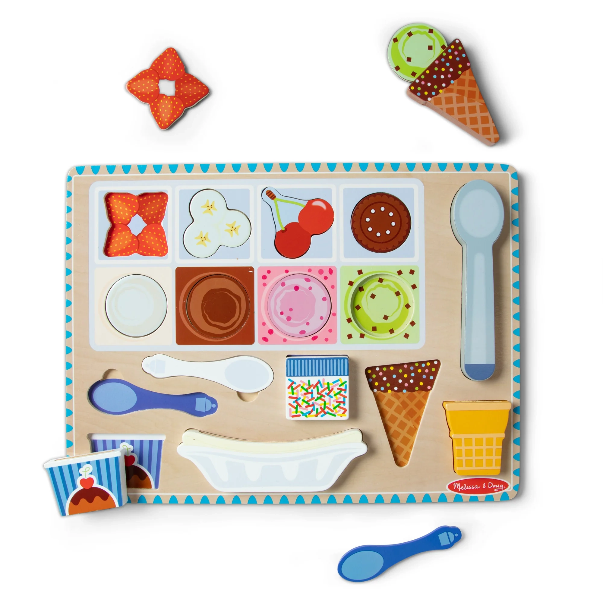 Wooden Magnetic Ice Cream Puzzle Play Set 16 Pieces