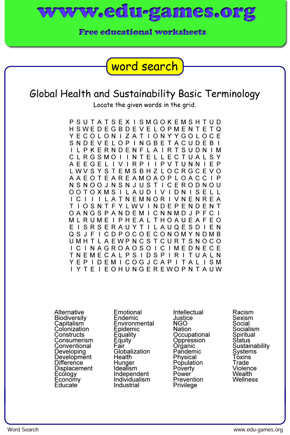 Word Search Maker Create Free Word Searches Online Edu Games