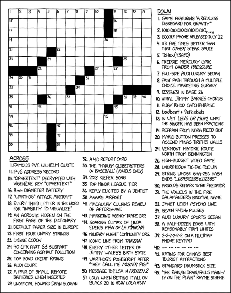 XKCD Crossword Puzzle Prime